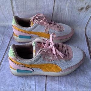 Puma Future Rider Play On Orange Pink  BLUE  Shoes 382597-01 Size 6C